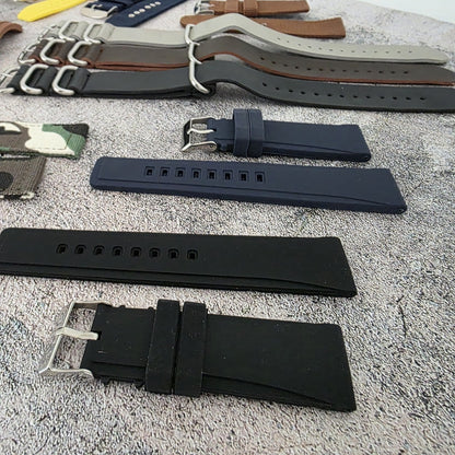 Watch Straps Job Lot Of 10 Canvas Leather Rubber 24mm Bands RRP £85 Two Piece UK - Wrist Envy