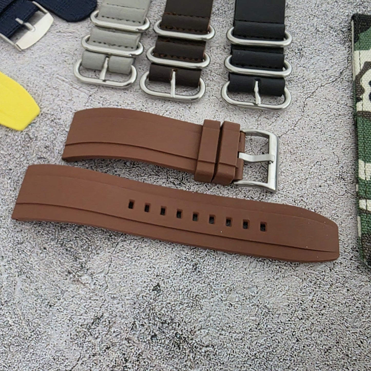 Watch Straps Job Lot Of 10 Canvas Leather Rubber 24mm Bands RRP £85 Two Piece UK - Wrist Envy