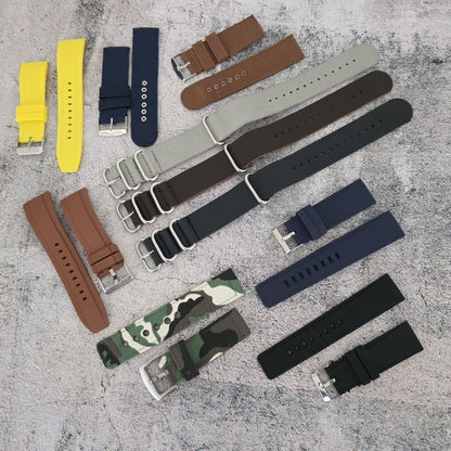 Watch Straps Job Lot Of 10 Canvas Leather Rubber 24mm Bands RRP £85 Two Piece UK - Wrist Envy