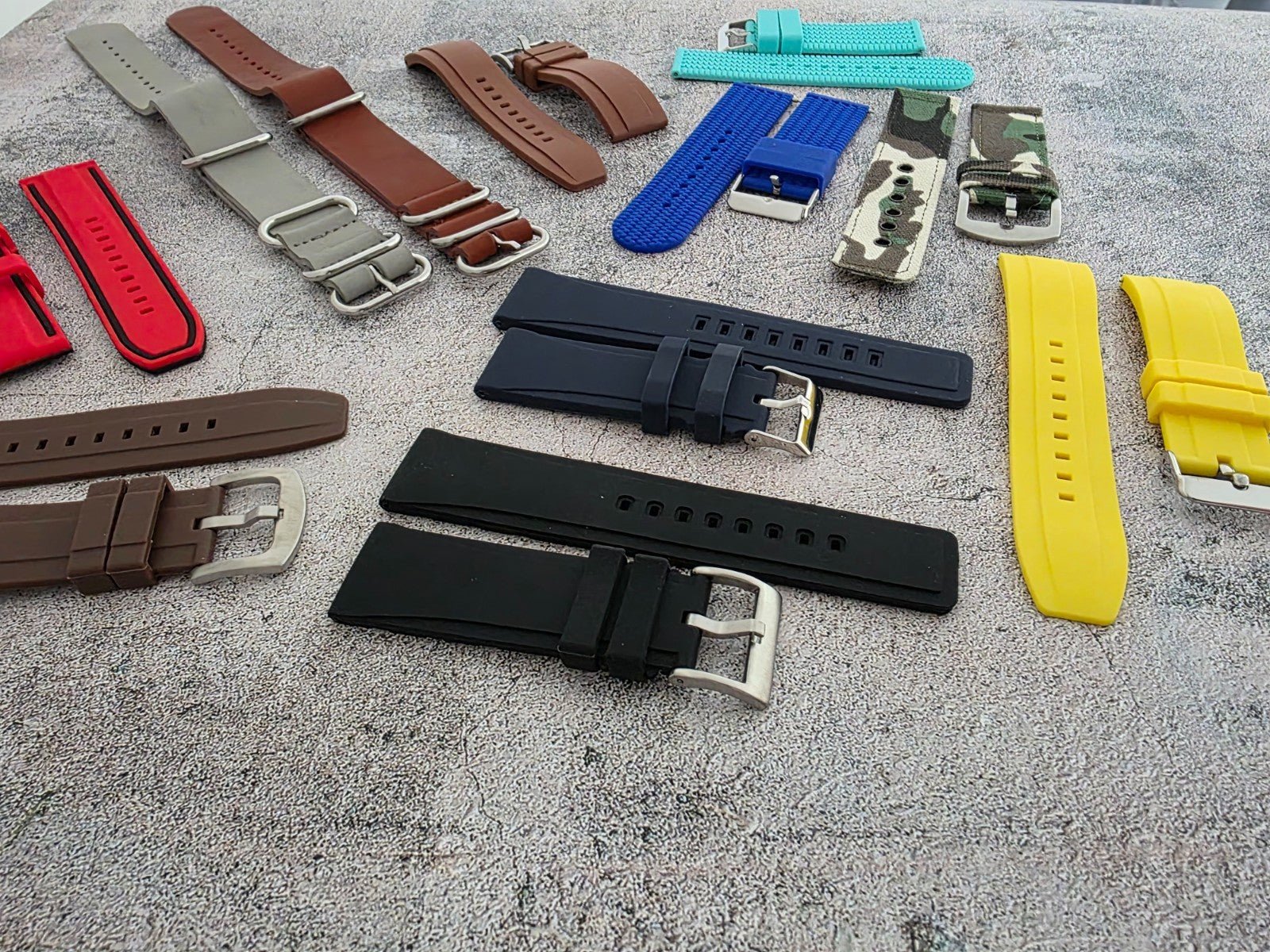 Watch Straps Job Lot Of 11 Canvas Leather Rubber 24mm Bands RRP £90 Two Piece UK - Wrist Envy