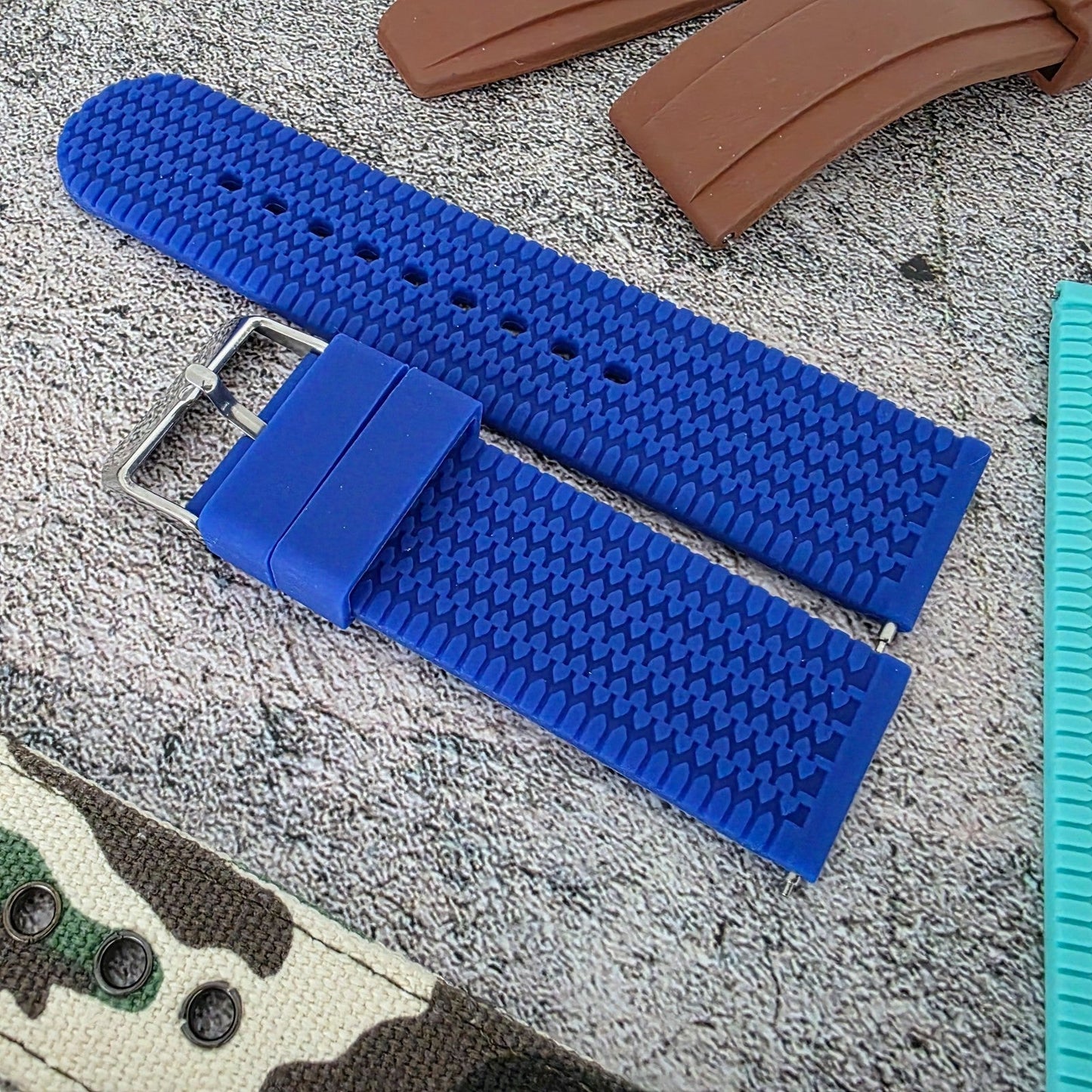 Watch Straps Job Lot Of 11 Canvas Leather Rubber 24mm Bands RRP £90 Two Piece UK - Wrist Envy