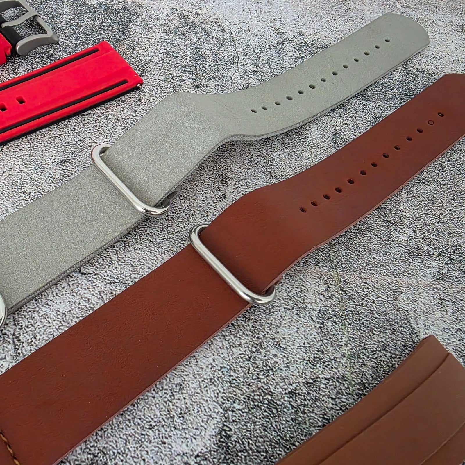 Watch Straps Job Lot Of 11 Canvas Leather Rubber 24mm Bands RRP £90 Two Piece UK - Wrist Envy