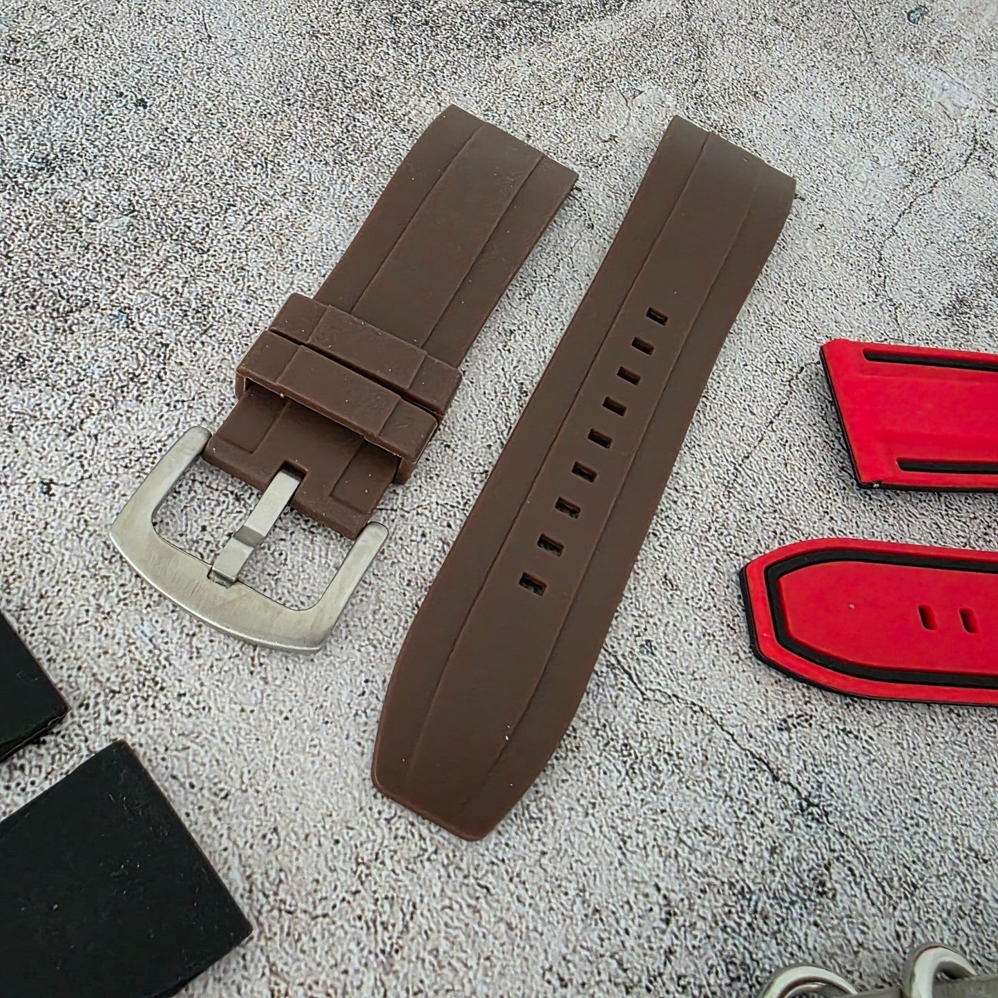 Watch Straps Job Lot Of 11 Canvas Leather Rubber 24mm Bands RRP £90 Two Piece UK - Wrist Envy