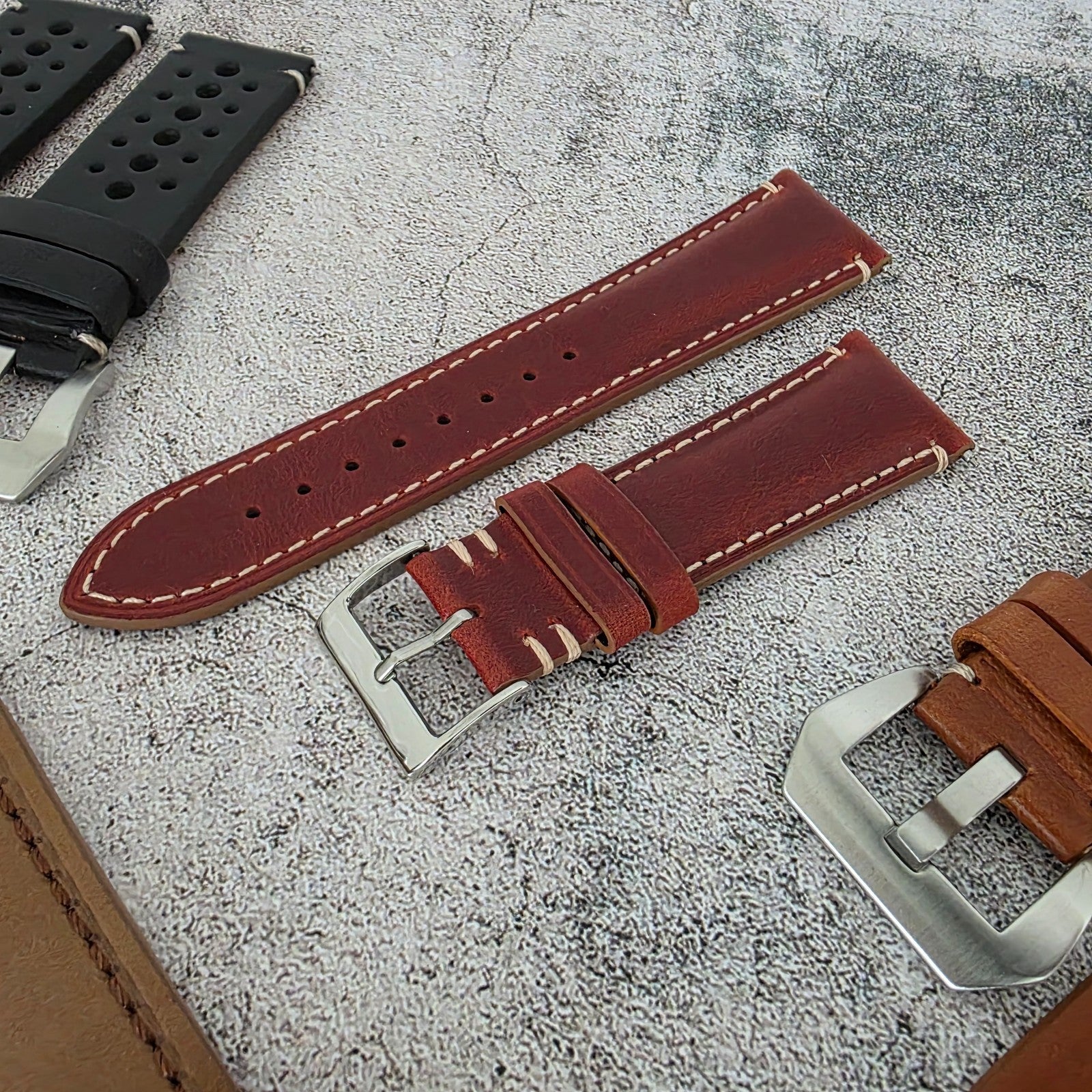 Watch Straps Job Lot Of 11 Premium Leather Luxury Bands 24mm RRP £160 Two Piece - Wrist Envy