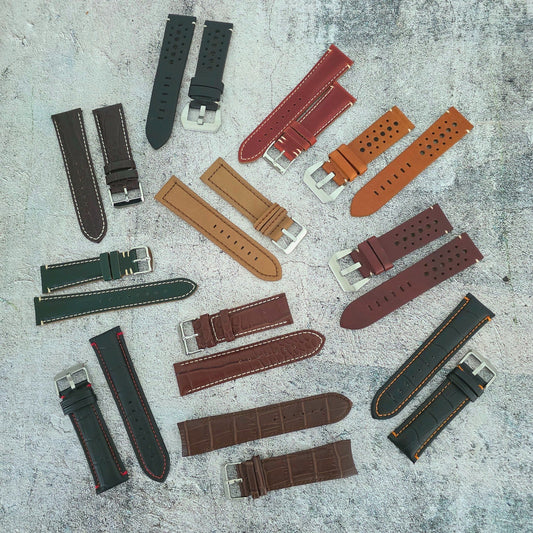 Watch Straps Job Lot Of 11 Premium Leather Luxury Bands 24mm RRP £160 Two Piece - Wrist Envy