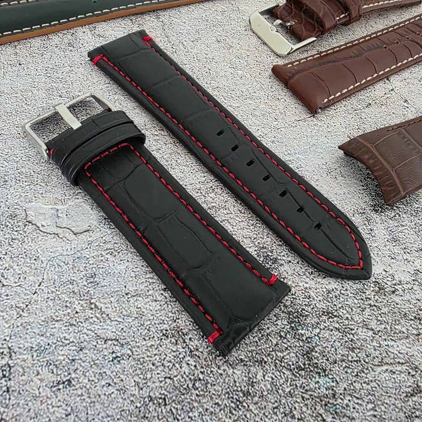 Watch Straps Job Lot Of 11 Premium Leather Luxury Bands 24mm RRP £160 Two Piece - Wrist Envy