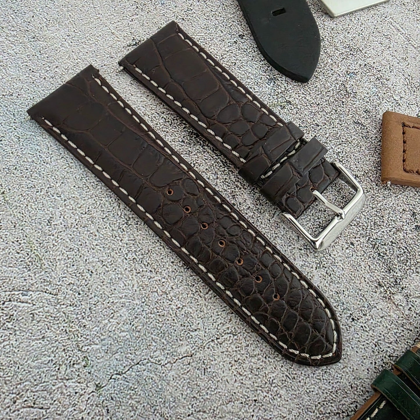 Watch Straps Job Lot Of 11 Premium Leather Luxury Bands 24mm RRP £160 Two Piece - Wrist Envy