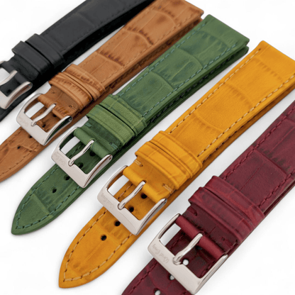 Wrist Envy Gator Print Italian Leather Watch Strap Band 20mm 22mm Quick Release - Wrist Envy