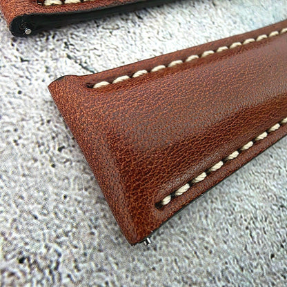 Wrist Envy Padded Handmade Italian Leather Watch Strap Band 18 19 20 21 22 mm UK - Wrist Envy