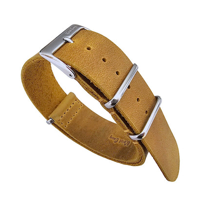 Italian Vintage Leather NATO G10 Military Watch Strap 18mm 20mm 21mm 22mm Sand