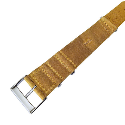 Italian Vintage Leather NATO G10 Military Watch Strap 18mm 20mm 21mm 22mm Sand