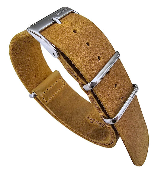 Italian Vintage Leather NATO G10 Military Watch Strap 18mm 20mm 21mm 22mm Sand