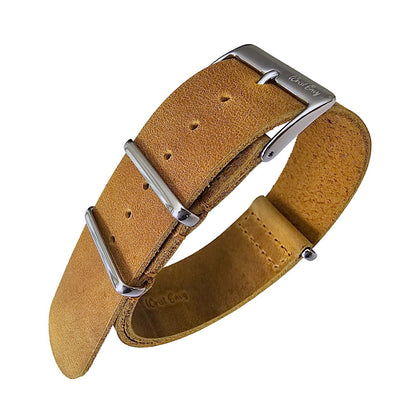 Italian Vintage Leather NATO G10 Military Watch Strap 18mm 20mm 21mm 22mm Sand