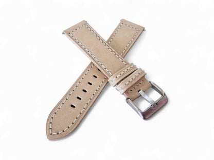 Suede Leather Watch Strap Band Nubuck Lined 20mm 22mm 24mm Khaki Beige