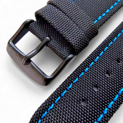 Canvas Watch Strap Black PVD Buckle Nylon Fabric Sailcloth 20mm 22mm