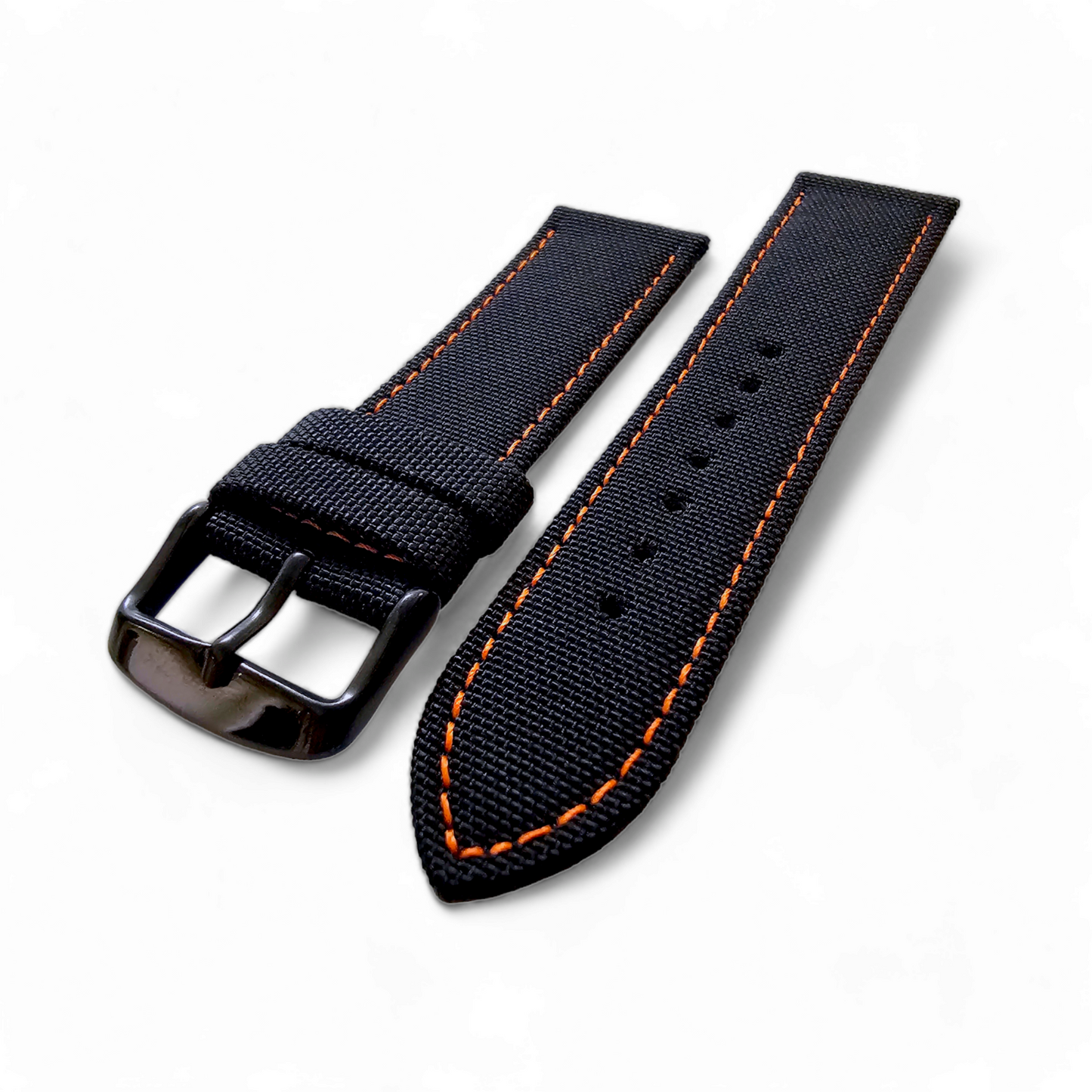 Canvas Watch Strap Black PVD Buckle Nylon Fabric Sailcloth 20mm 22mm